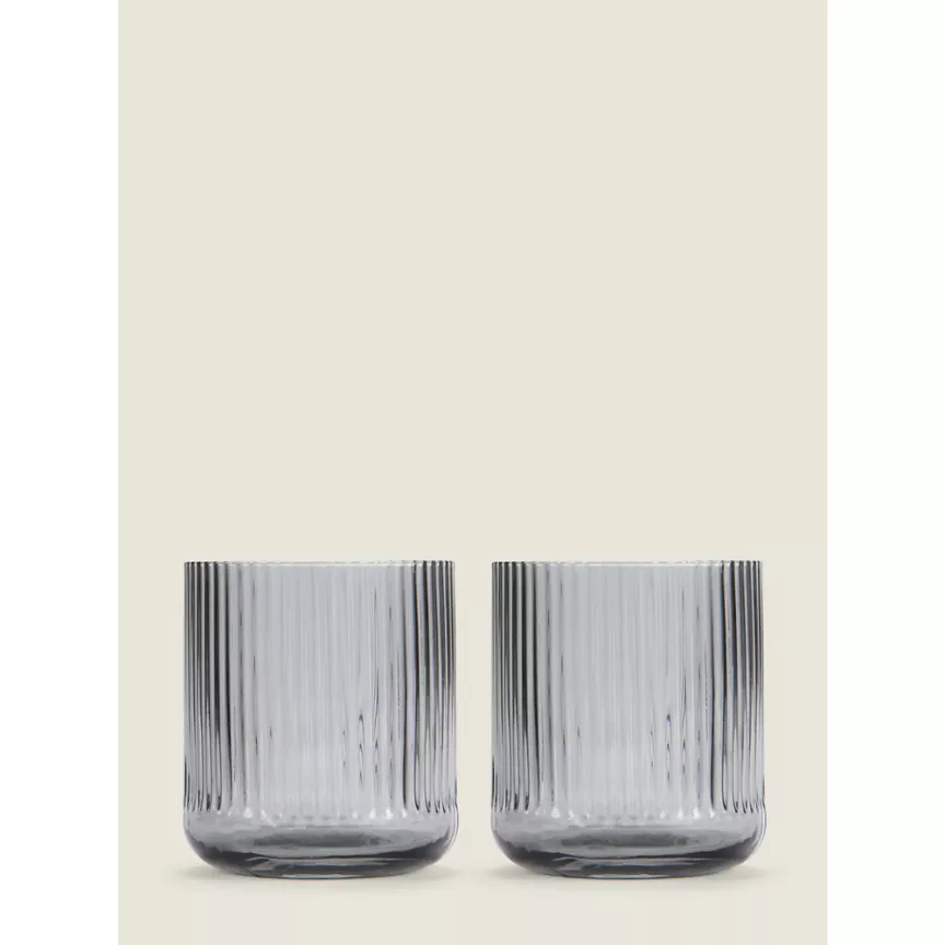 George Home Grey Ribbed Tumbler Glass - Set of 2