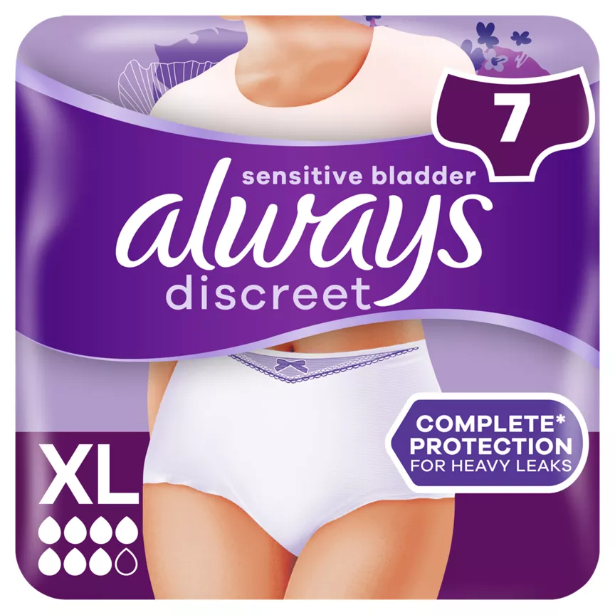 Always Discreet Incontinence Pants Women, XL, 7 Pants