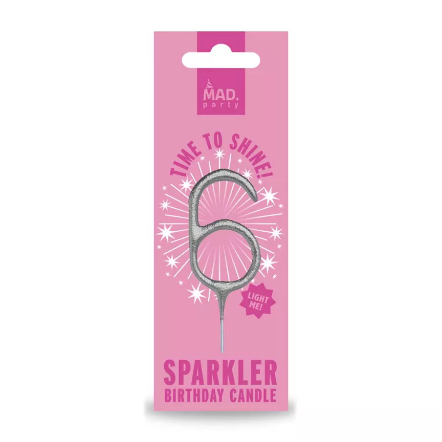 MAD Party Silver Number Sparklers 6