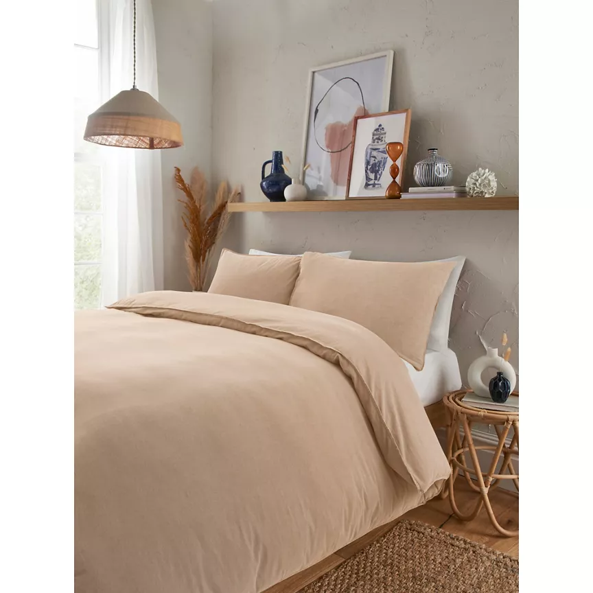 George Home Natural Relaxed Washed Cotton Duvet Set - Double
