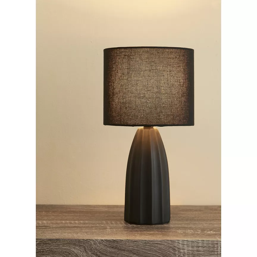 George Home Black Faux Linen Shade Ceramic Table Lamp