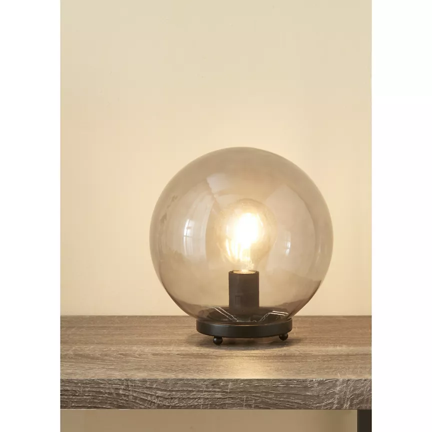 George Home Grey Glass Orb Table Lamp