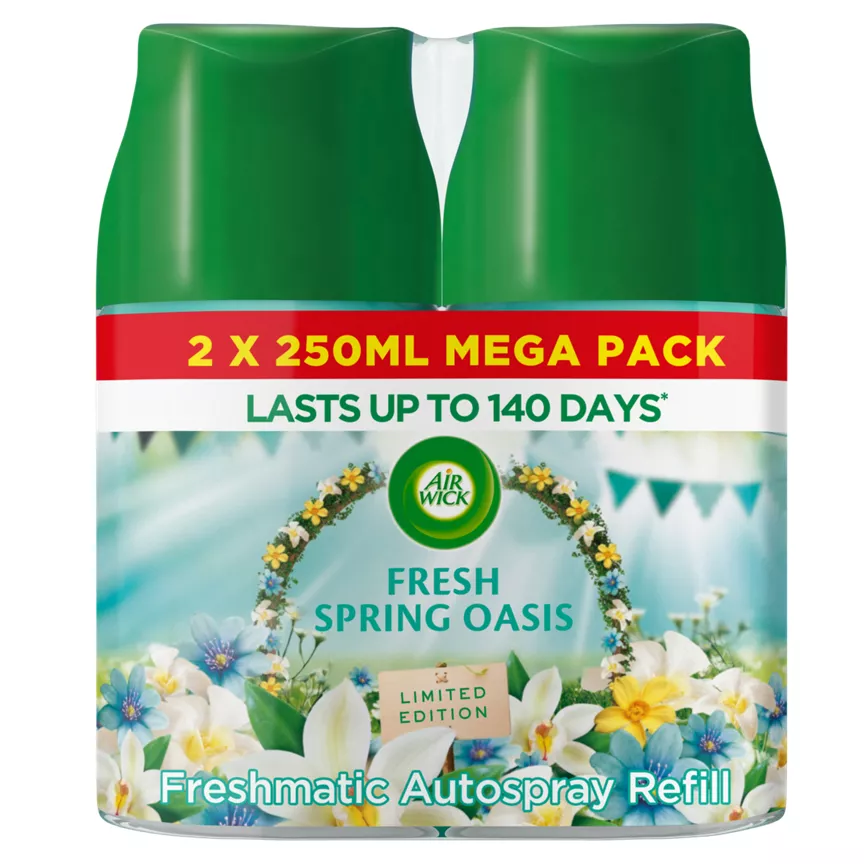Air Wick Fresh Spring Oasis Freshmatic Autospray Twin Refill 2x250ml Lasts up to 140 days