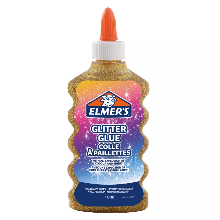 Elmers PVA Glitter Glue, Gold, 177 mL