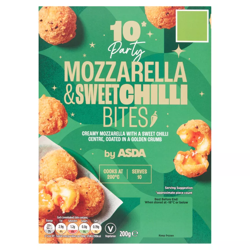 ASDA 10 Party Mozzarella & Sweetchilli Bites 200g