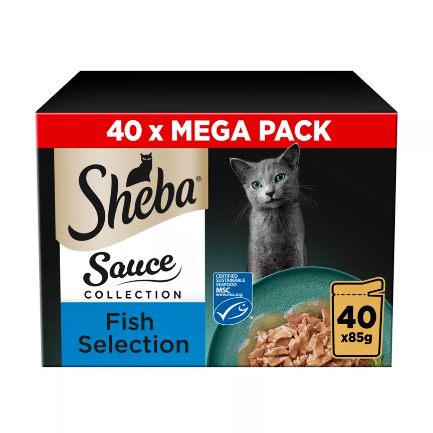 Sheba Sauce Collection Adult Cat Food Pouch Fish Selection 40 x 85g