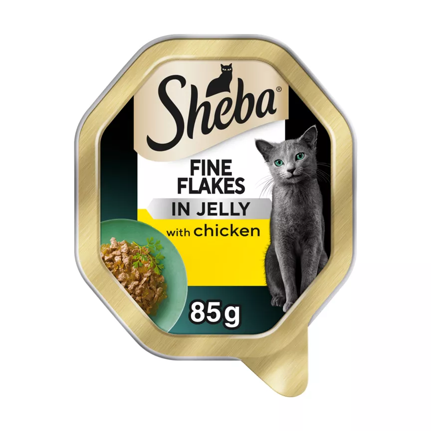 Sheba Fine Flakes Adult Cat Food Tray with Chicken in Jelly 85g - Image 1