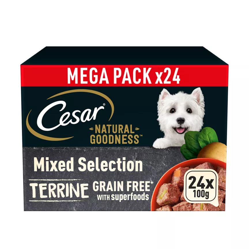 Cesar Natural Goodness Grain Free Adult Dog Food Mix Terrine Tray 24 x 100g