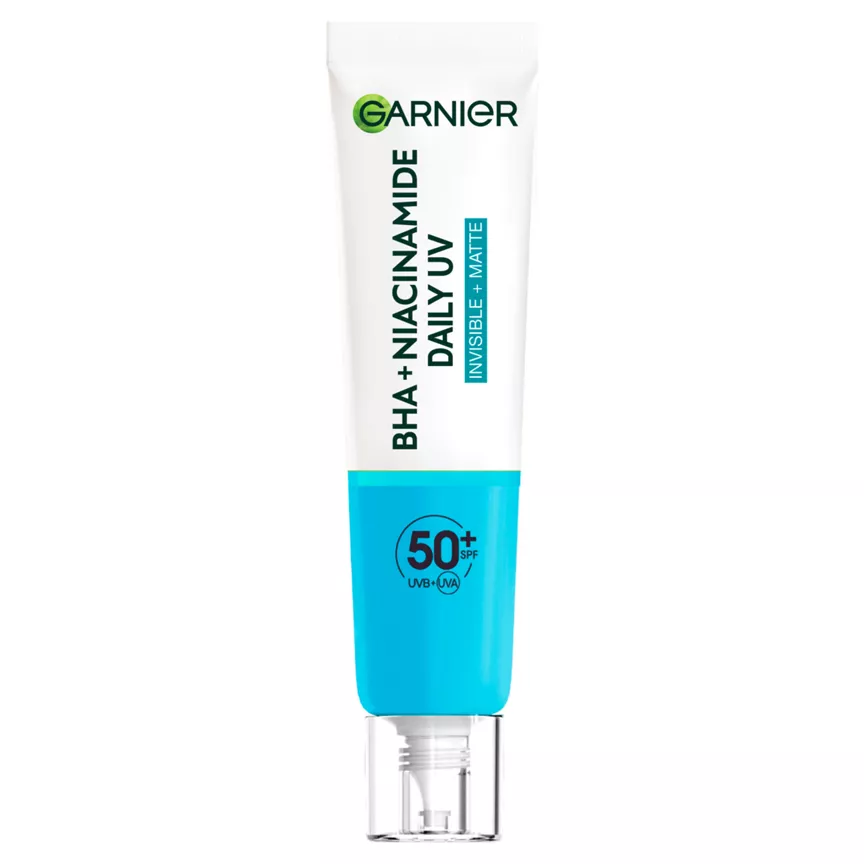 Garnier Daily UV Niacinamide, BHA & AHA, Invisible + Matte Fluid SPF50+, All Skin Types, 40ml