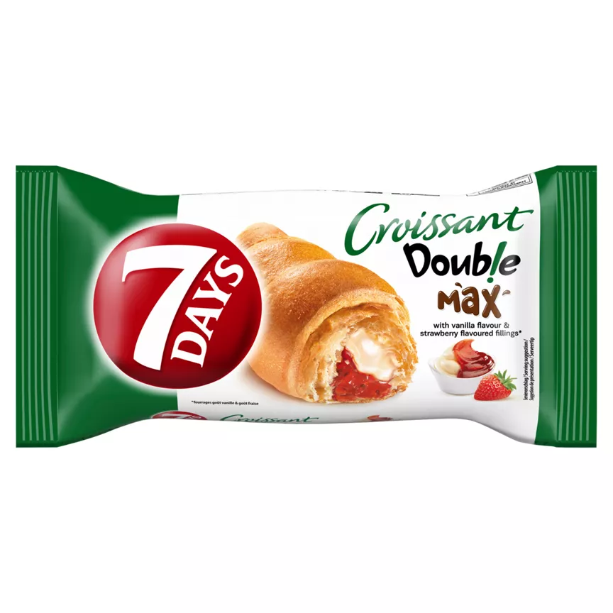 7 Days Double Max Croissant with Vanilla Flavour & Strawberry Flavoured Fillings 80g