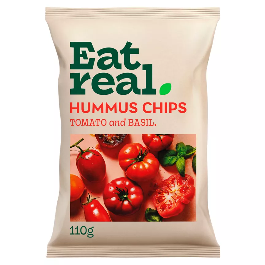 Eat Real Hummus Chips Tomato + Basil Flavour 110g