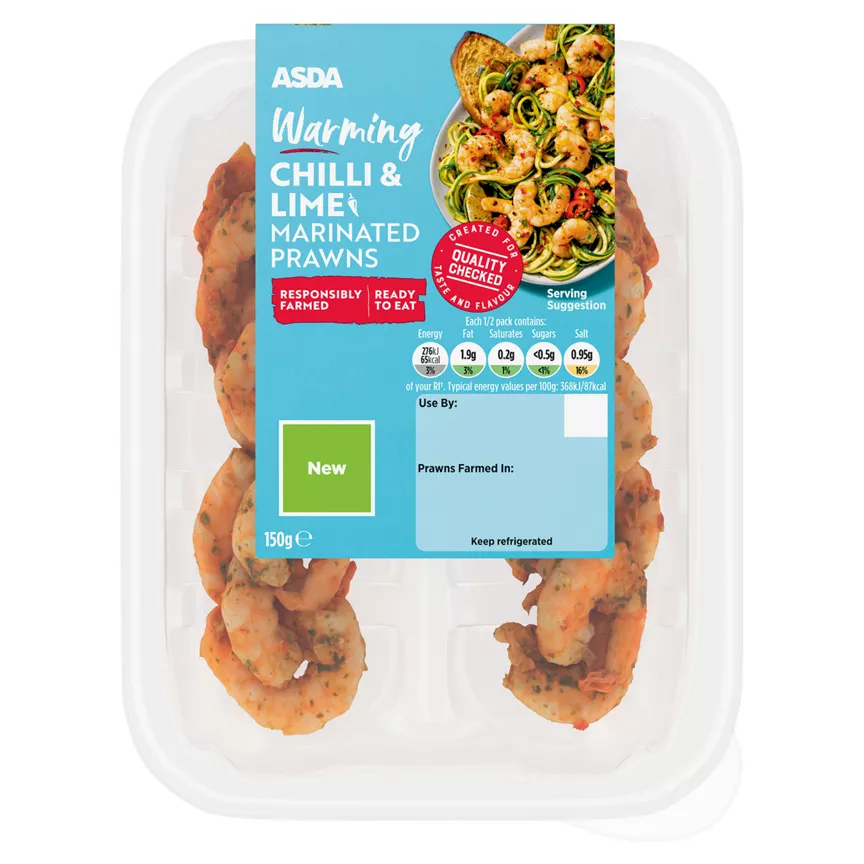 ASDA Warming Chilli & Lime Marinated Prawns 150g