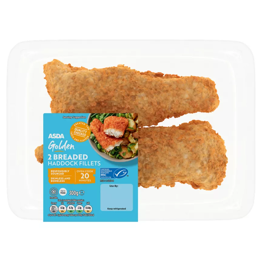 ASDA Golden 2 Breaded Haddock Fillets 300g