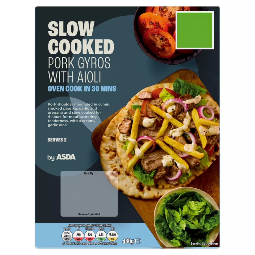ASDA Slow Cooked Pork Gyros with Aioli 480g