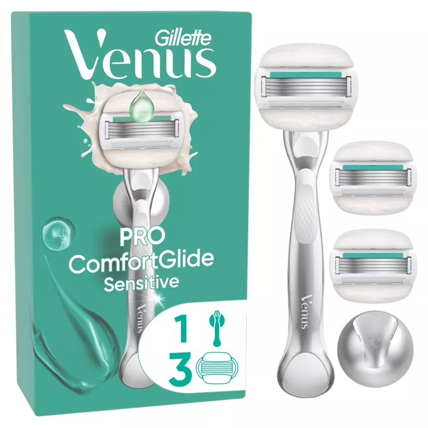 Gillette Venus ComfortGlide 5 Sensitive, Razor + 3 Razor Blade Refills