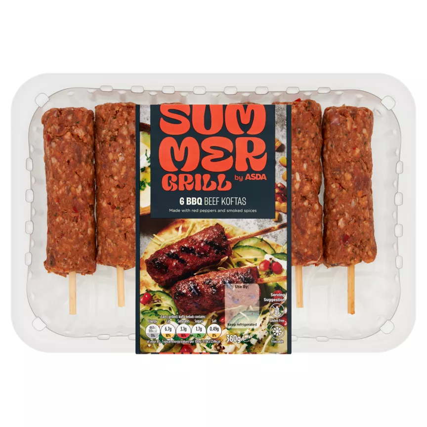 SUMMER GRILL by ASDA Smoky 6 BBQ Beef Koftas 360g