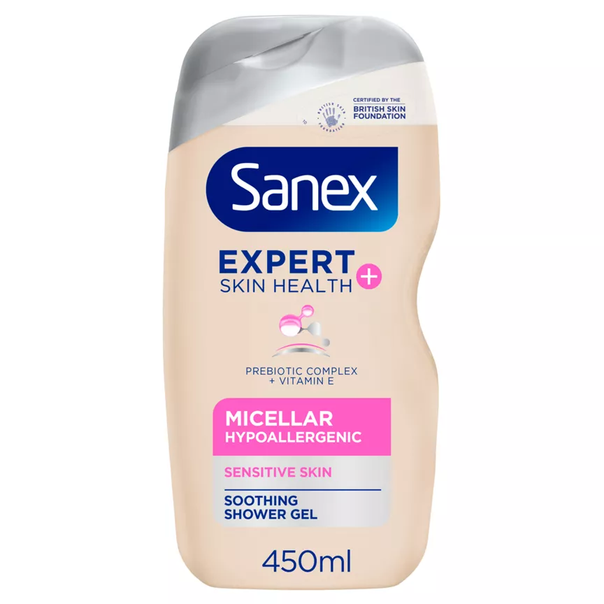 Sanex Expert Skin Health+ Micellar Hypoallergenic Shower Gel 450ml - Image 1