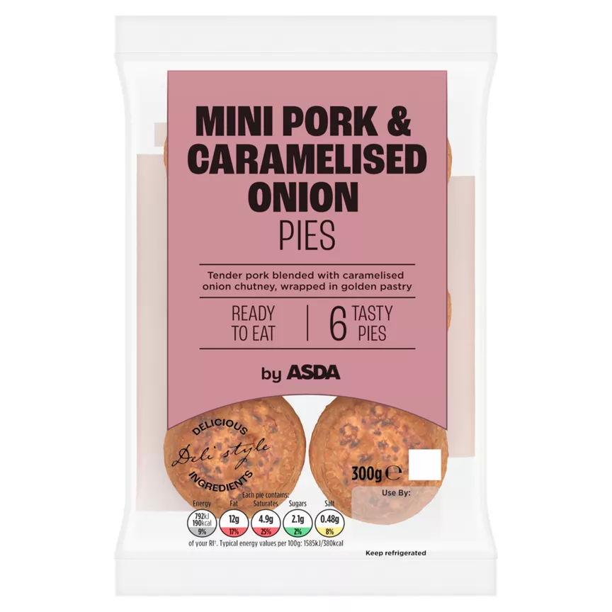 ASDA 6 Mini Pork & Caramelised Onion Pies 300g