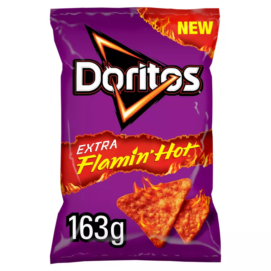Doritos Extra Flamin' Hot Sharing Bag Crisps 163g