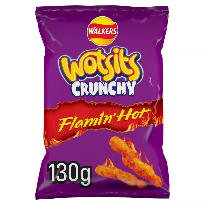 Walkers Wotsits Crunchy Extra Flamin' Hot Sharing Bag Crisps 130g