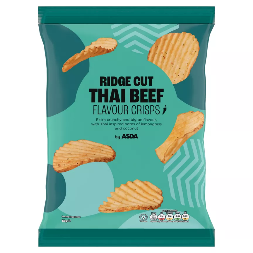 ASDA Ridge Cut Thai Beef Flavour Crisps 150g