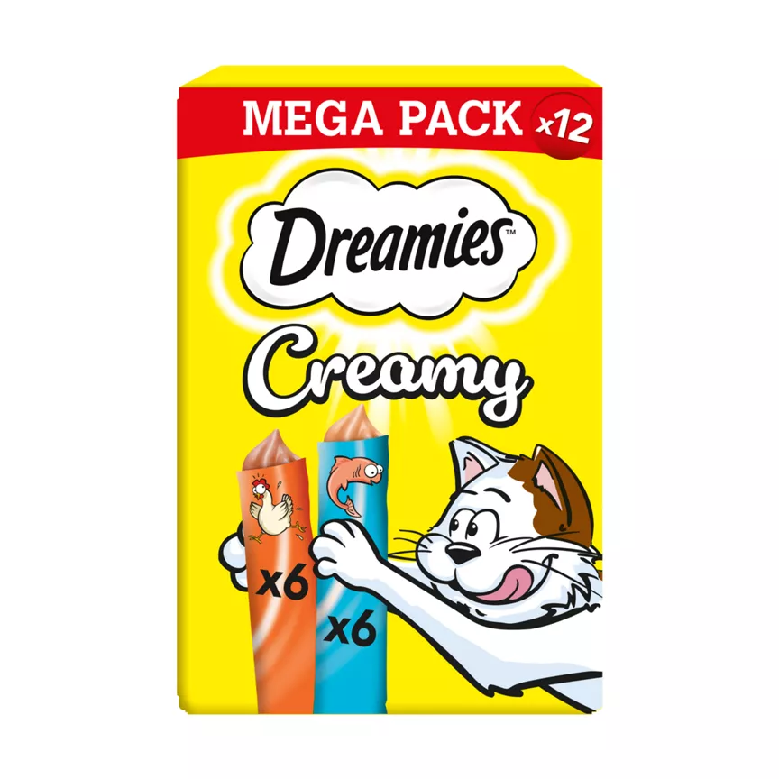 Dreamies Creamy Snack Cat & Kitten Treat with Chicken & Salmon 12 x 10g