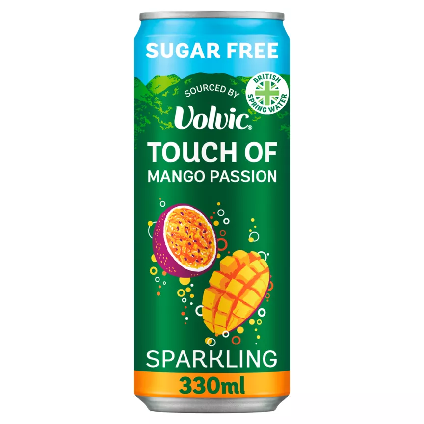Volvic Touch of Mango Passion Sparkling Sugar Free Flavoured Water sourced by Volvic 330ml