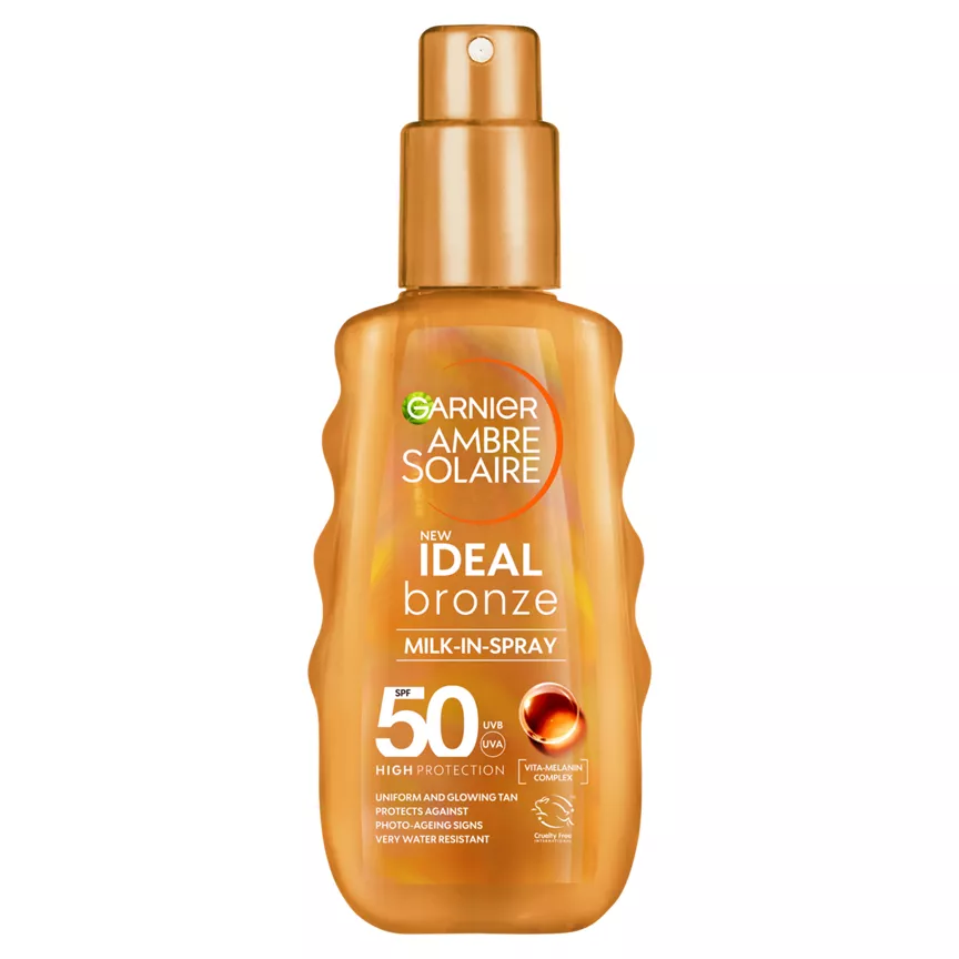 Garnier Ambre Solaire Ideal Bronze Milk-in Spray, High UV Protection SPF50, 150ml