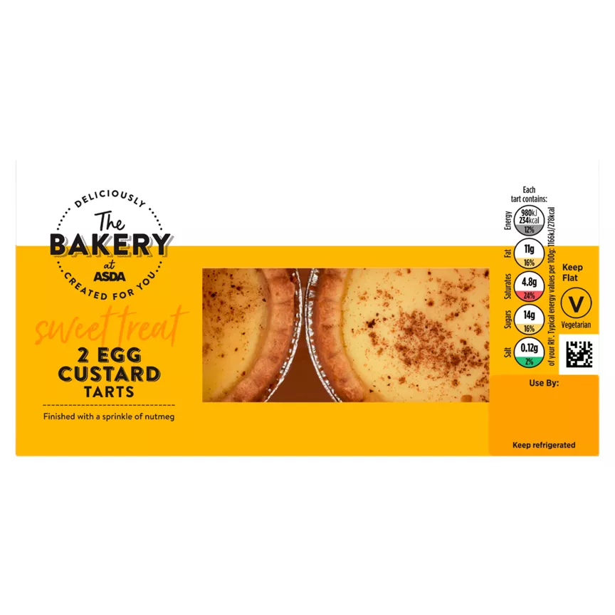 The BAKERY at ASDA 2 Egg Custard Tarts