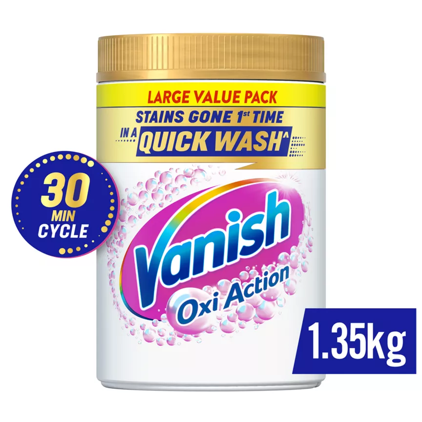 Vanish Gold Oxi Action Stain Remover & Whitening Booster Powder, For Whites, 1.35kg