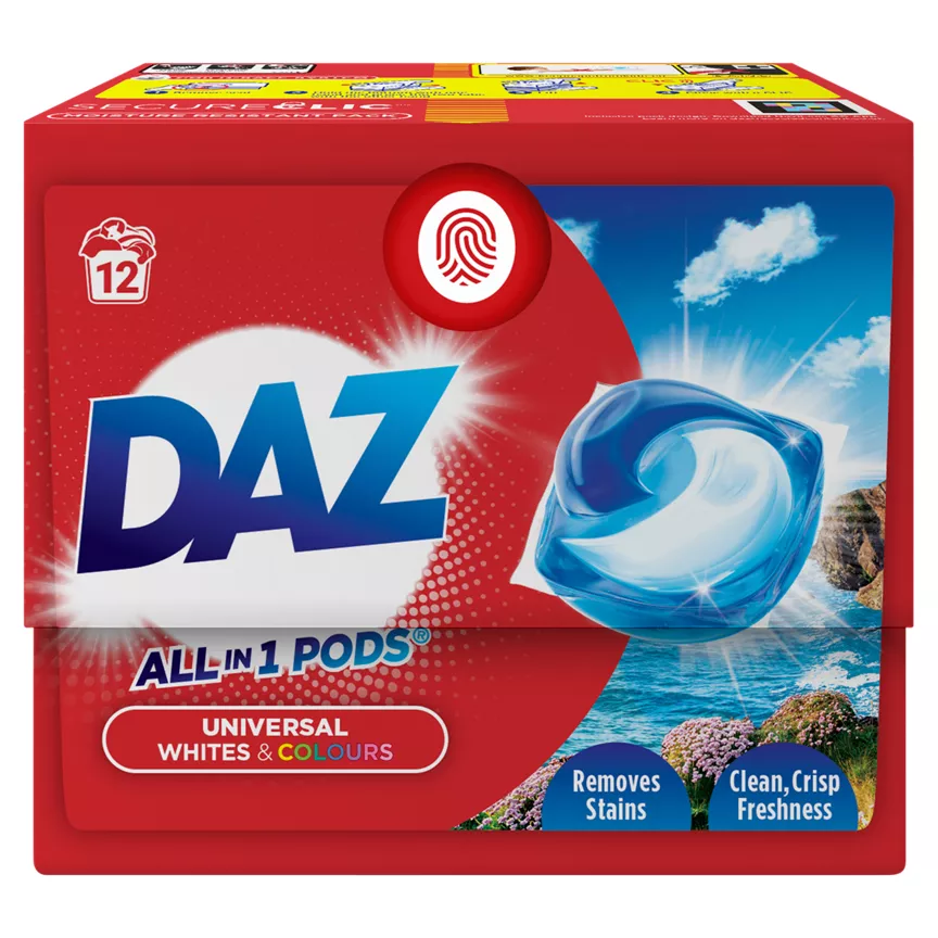 Daz ALL in 1 PODS® Washing Capsules, Whites & Colours, 12 Washes
