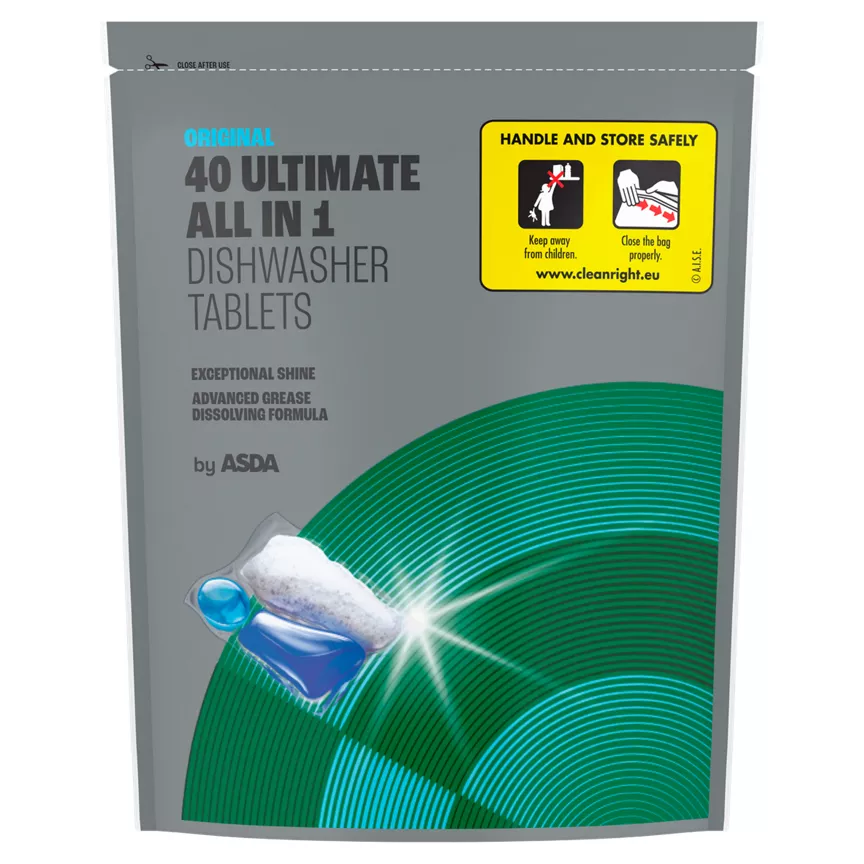 ASDA Ultimate All in 1 Original Dishwasher Tablets 40 x 12.5g (500g)