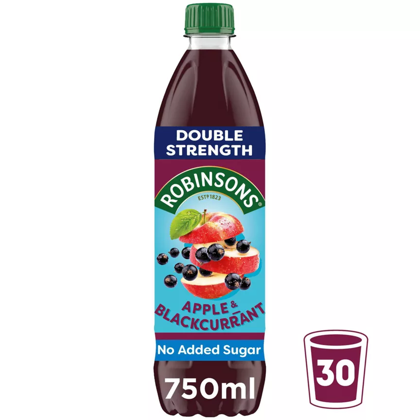Robinsons Double Strength Blackcurrant No Added Sugar Squash 750ml - Image 1