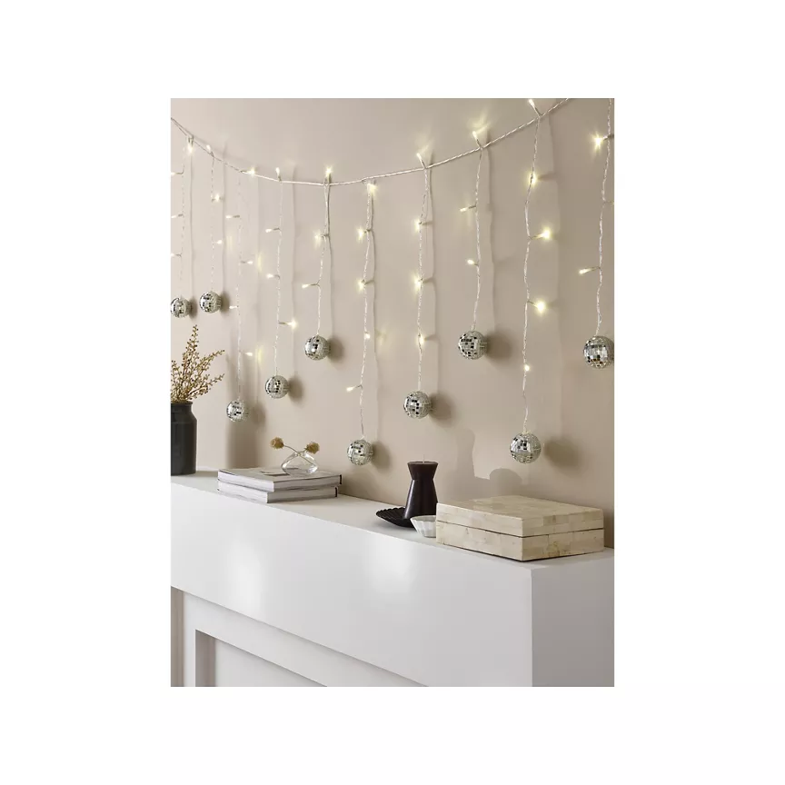 George Home Silver-Tone Disco Ball String Lights