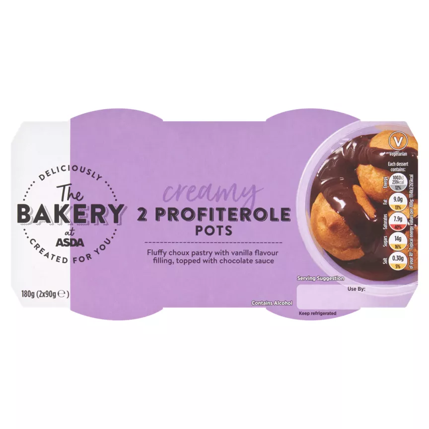 The BAKERY at ASDA Creamy Profiterole Pots 2 x 90g (180g)