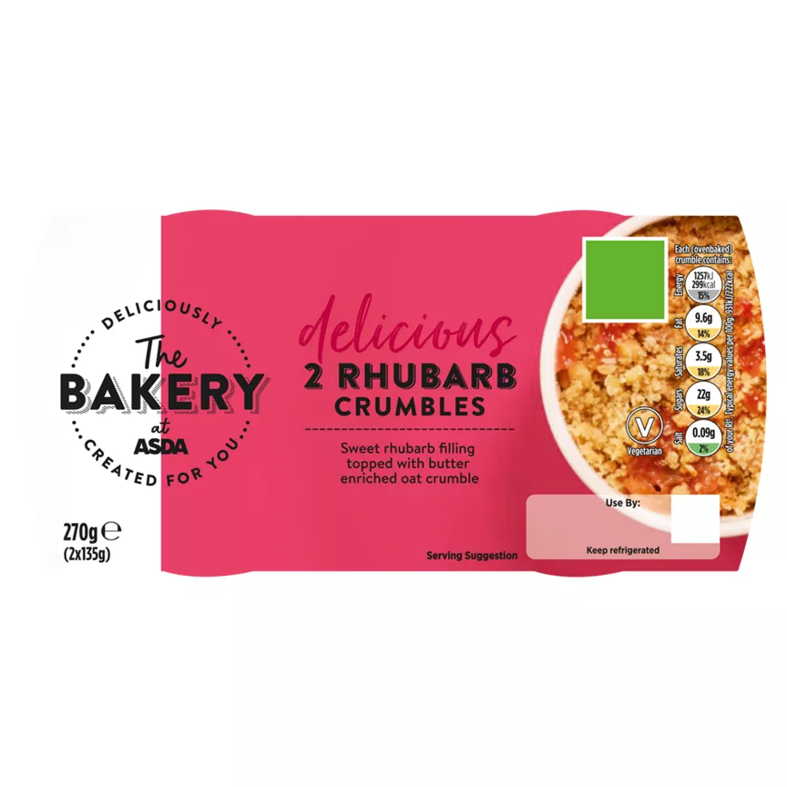 The BAKERY at ASDA Rhubarb Crumbles 2 x 135g (270g)
