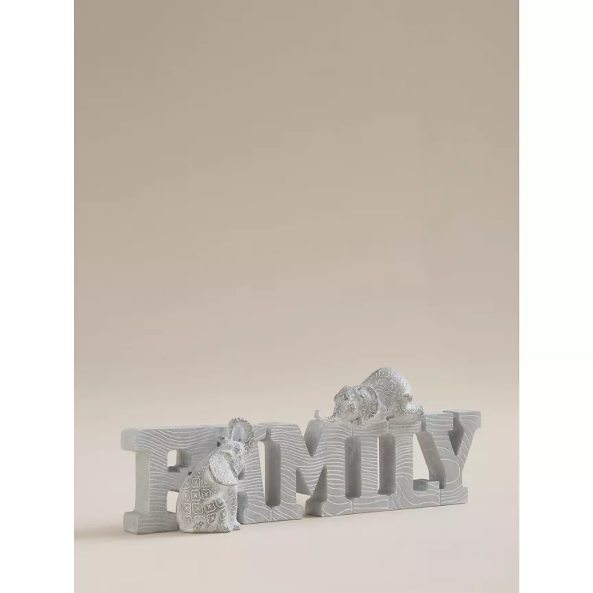 George Home Natural Elephant Family Sign