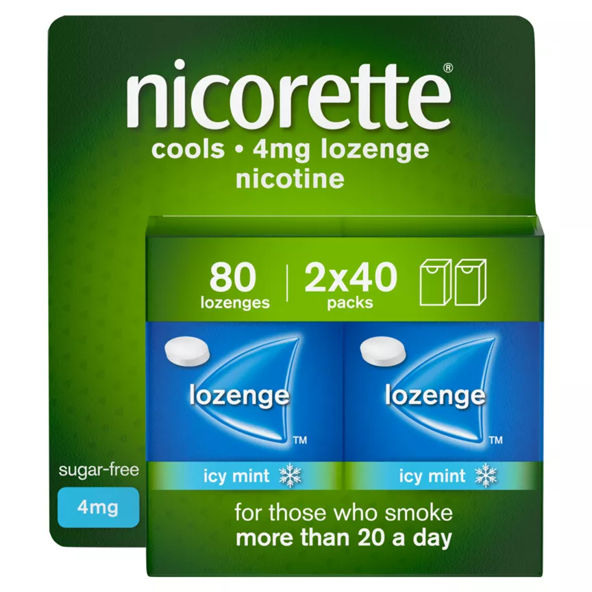 Nicorette Cools 4mg Lozenge, 80 Lozenges (2 x 40), Quit Smoking Aid