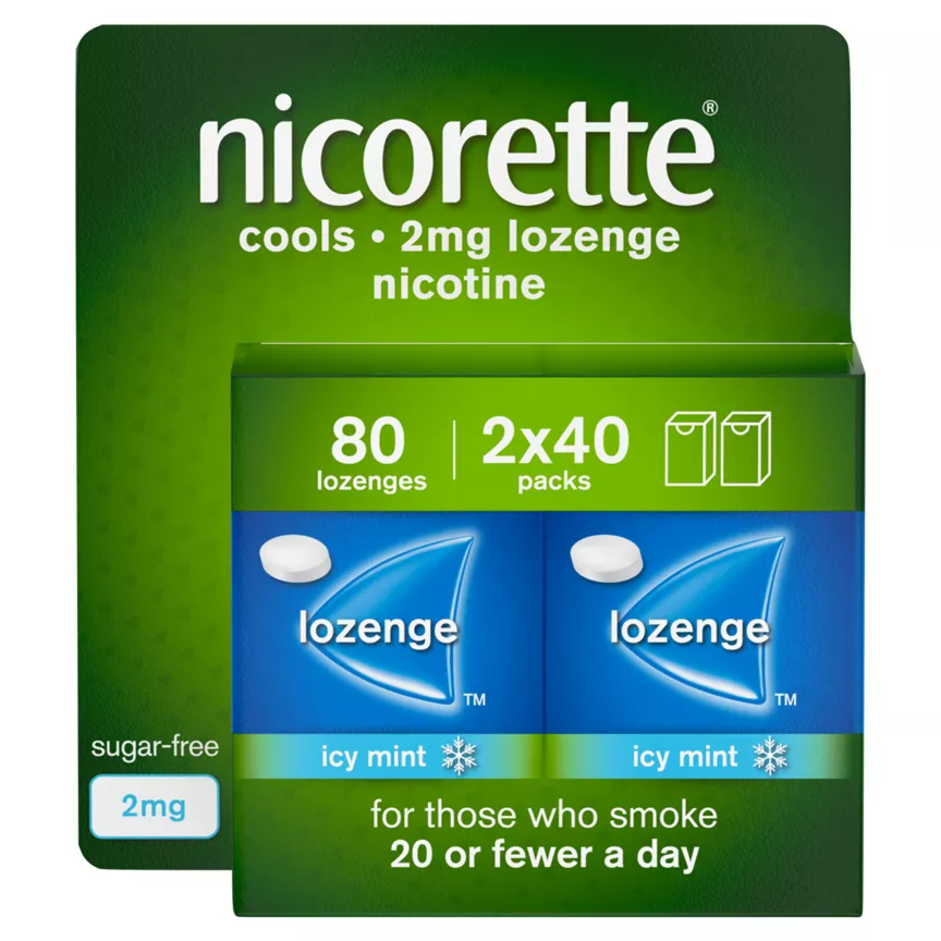 Nicorette Cools 2mg Lozenge, 80 Lozenges (2 x 40), Quit Smoking Aid