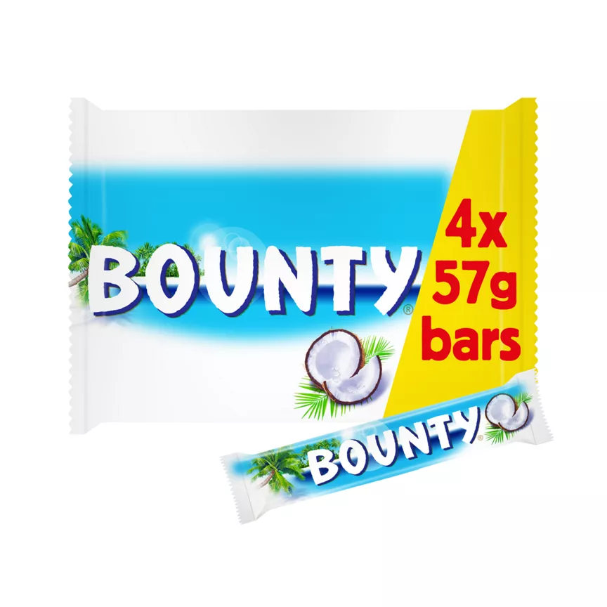 Bounty Coconut & Milk Chocolate Snack Bars Multipack 4 x 57g - Image 1
