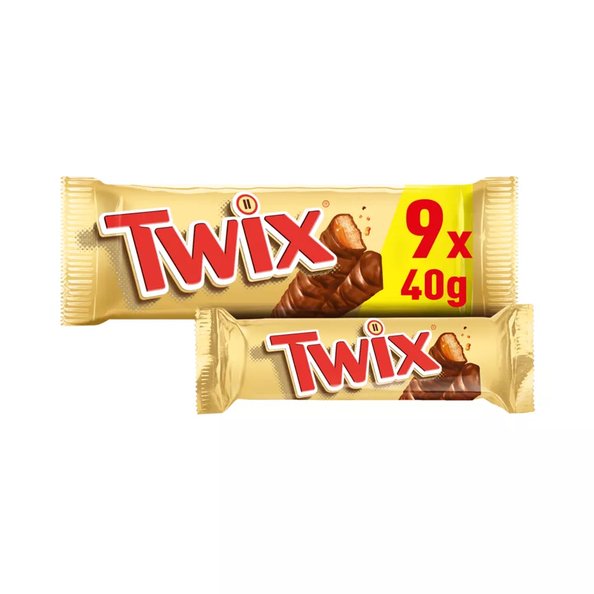 Twix Caramel & Milk Chocolate Fingers Twin Biscuit Snack Bars Multipack 9 x 40g