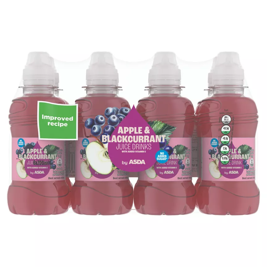 ASDA Apple & Blackcurrant Juice Drinks 8 x 200ml