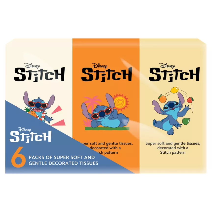 Disney Stitch 6 Packs of Super Soft and Gentle Decorated Tissues