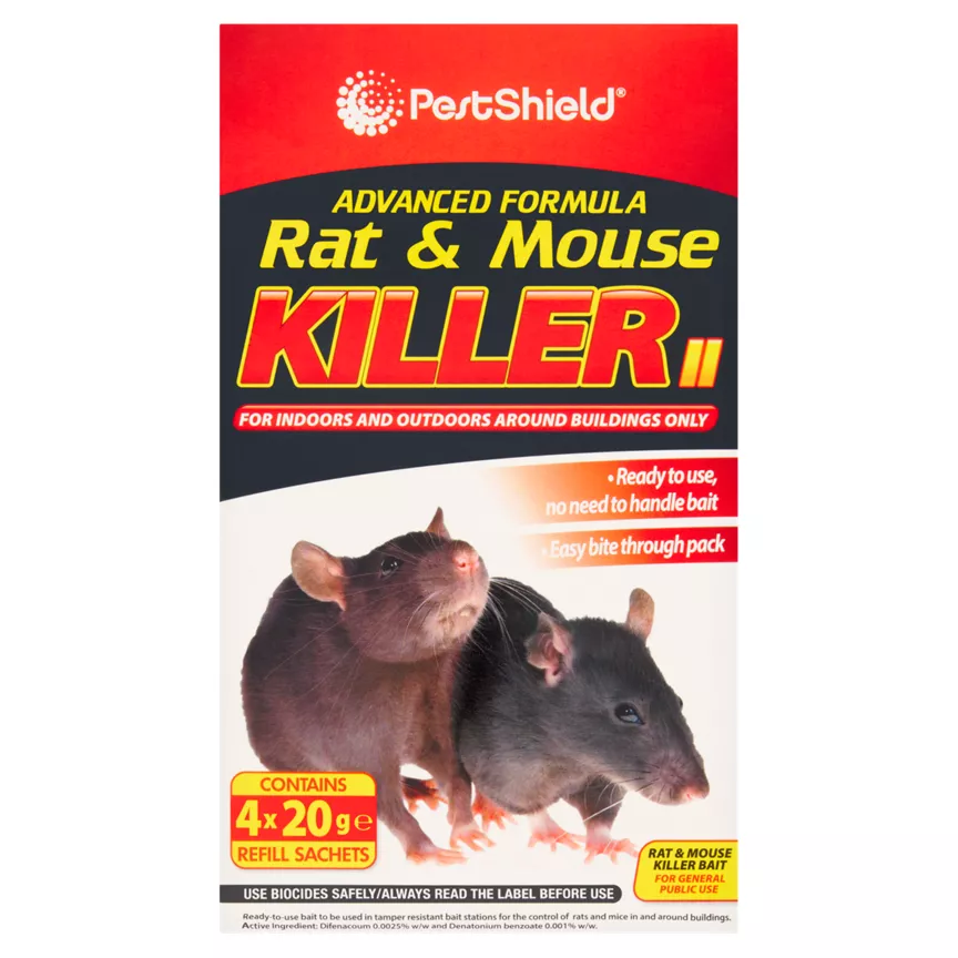 PestShield Advanced Formula Rat & Mouse Killer 4 x 20g
