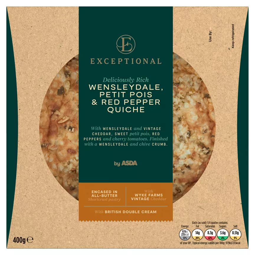 Exceptional by ASDA Wensleydale, Petit Pois & Red Pepper Quiche 400g