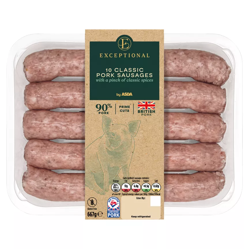 Exceptional by ASDA 10 Classic Pork Sausages 667g