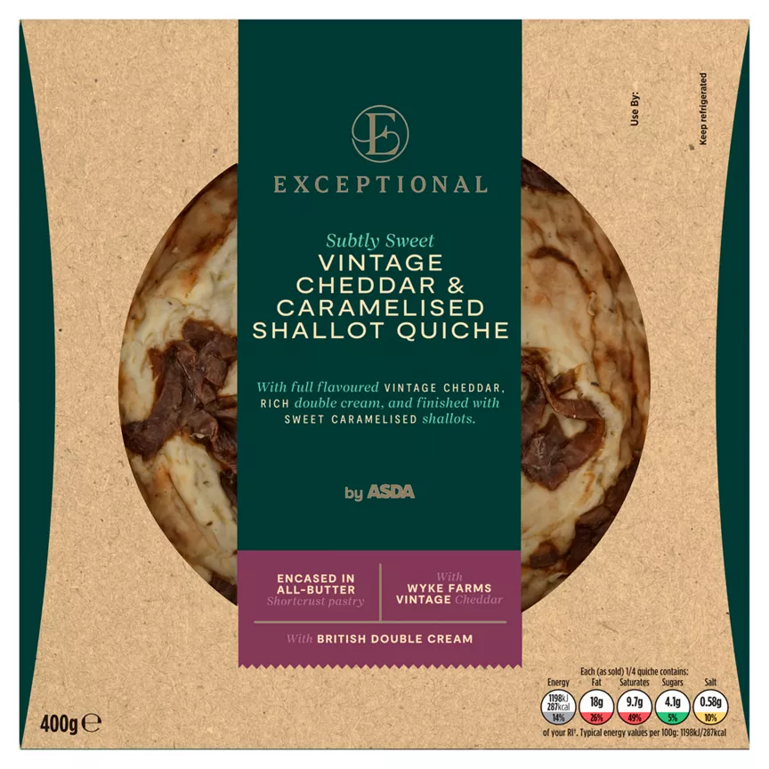 Exceptional by ASDA Vintage Cheddar & Caramelised Shallot Quiche 400g