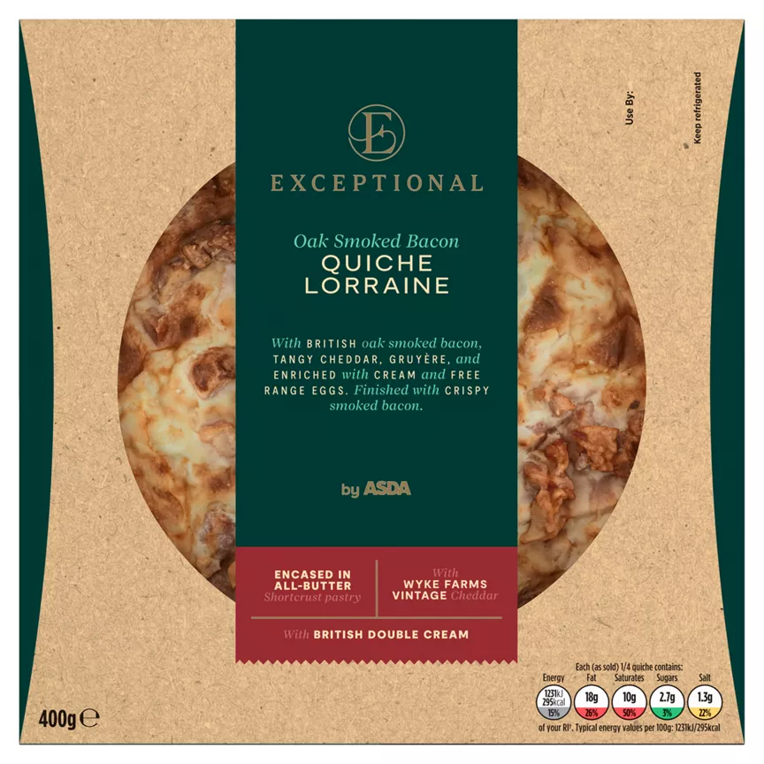 Exceptional by ASDA Oak Smoked Bacon Quiche Lorraine 400g