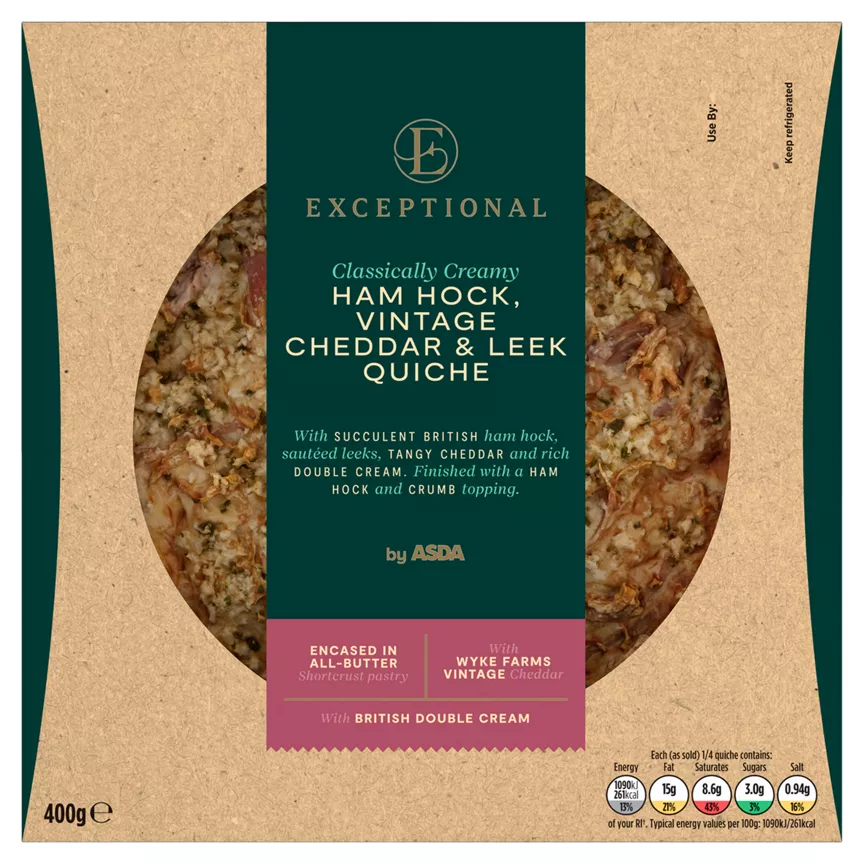 Exceptional by ASDA Ham Hock, Vintage Cheddar & Leek Quiche 400g