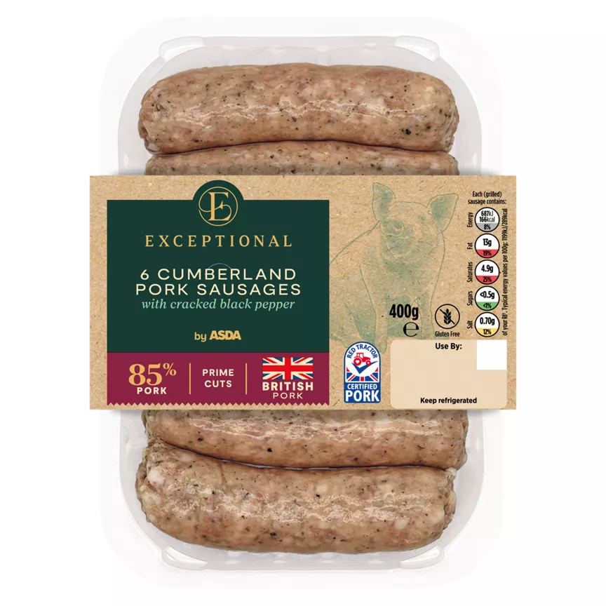 Exceptional by ASDA 6 Cumberland Pork Sausages 400g